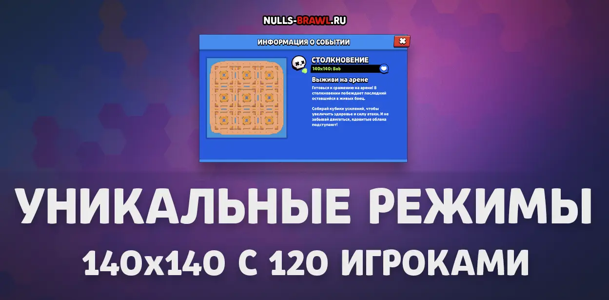 Режим 140x140 с 120 игроками на Нуллс Бравл